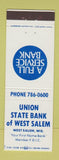 Matchbook Cover - Union State Bank West Salem WI