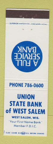 Matchbook Cover - Union State Bank West Salem WI