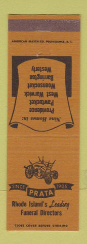 Matchbook Cover - Prata Funeral Providence Pawtucket West Warwick Barrington RI