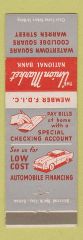 Matchbook Cover - Union Market National Bank Boston?
