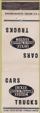 Matchbook Cover - Dixie Drive It Yourself rental Trucks Cars