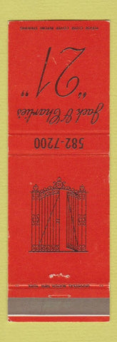 Matchbook Cover - Jack & Charlie's 21 New York City