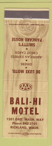 Matchbook Cover - Bali Hi Motel Richland WA Smitty's Pancake House