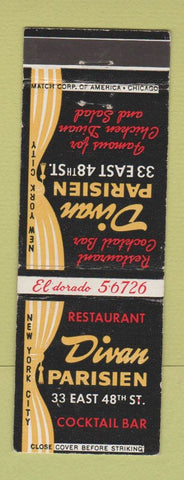 Matchbook Cover - Divan Parisien New York City