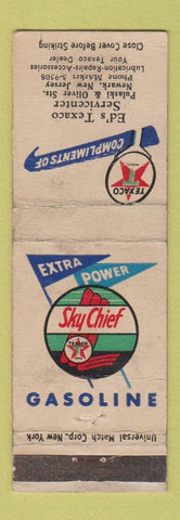 Matchbook Cover - Ed's Texaco oil gas Newark NJ WORN