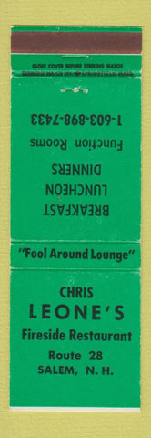 Matchbook Cover - Chris Leone's Fireside Restaurant Salem NH