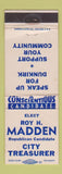 Matchbook Cover - Roy H Madden City Treasurer Election WEAR