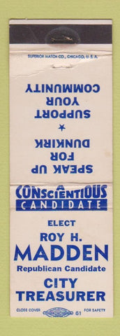 Matchbook Cover - Roy H Madden City Treasurer Election WEAR