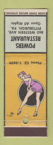 Matchbook Cover - Powers Restaurant Pittsburgh PA pinup