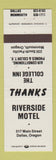 Matchbook Cover - Riverside Motel Dallas OR