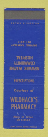 Matchbook Cover - Wildhack's Drugs Newark Wayne Hospital NJ? SAMPLE WEAR
