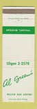 Matchbook Cover - Al gReen's Ypsilanti MI