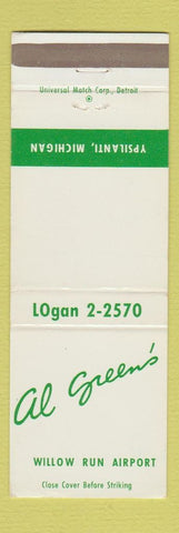 Matchbook Cover - Al gReen's Ypsilanti MI