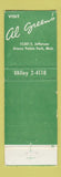 Matchbook Cover - Al gReen's Ypsilanti MI