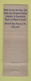 Matchbook Cover - Dick's Tavern Rutland VT WEAR