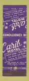 Matchbook Cover - Carib Motel Miami Beach FL 30 Stick MISCUT