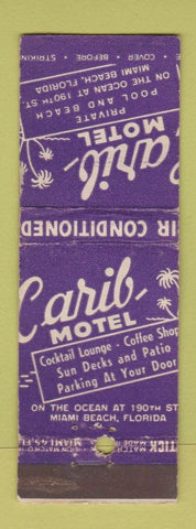 Matchbook Cover - Carib Motel Miami Beach FL 30 Stick MISCUT
