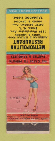 Matchbook Cover - Metropolitan Retaurant Bronx NY pinup WORN