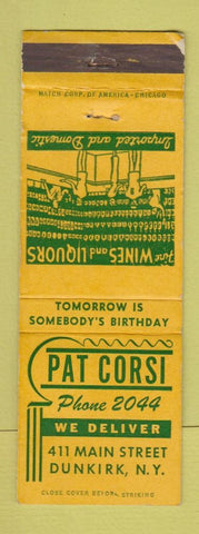 Matchbook Cover - Pat Corsi Liquors Dunkirk NY