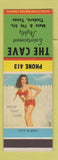 Matchbook Cover - The Cave Tindero TX pinup low phone # SAMPLE