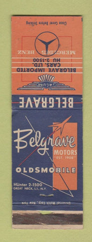 Matchbook Cover Belgrave Imports Mercedes Benz Oldsmobile Great Neck LI NY WORN