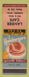 Matchbook Cover - Lander Cafe Lander WY low phone # WORN SAMPLE