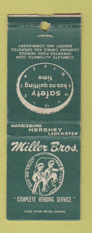 Matchbook Cover - Miller Bros Vending Hershey Lancaster Harrisburg PA BOBTAIL