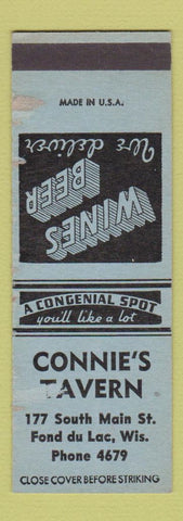 Matchbook Cover - Connie's Tavern Fond Du Lac WI SAMPLE WEAR