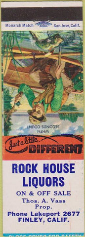 Matchbook Cover - Rock House Liquor Finley CA