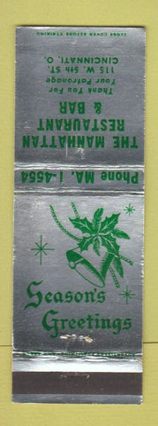 Matchbook Cover - Manhattan Bar Restaurant Cincinnati OH Christmas
