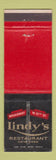 Matchbook Cover - Lindy's Restaurant New York City