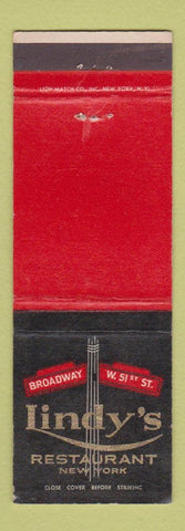Matchbook Cover - Lindy's Restaurant New York City