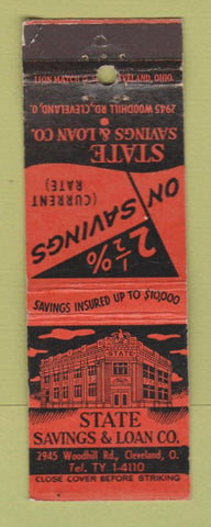 Matchbook Cover - State Savings and Loan Cleveland OH WORN