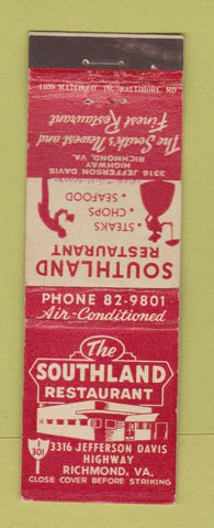 Matchbook Cover - Southland Restaurant Richmond VA WEAR
