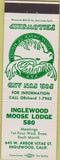 Matchbook Cover - Moose Club Inglewood CA