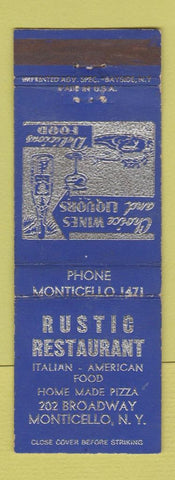 Matchbook Cover - Rustic Restaurant Monticello NY WEAR