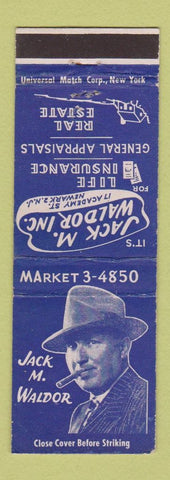 Matchbook Cover - Jack Waldor Life Insurance Real Estate Newark NJ