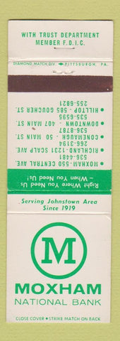 Matchbook Cover - Maxham National Bank Johnstown PA