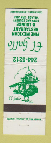 Matchbook Cover - El gAllo Mexican Restaurant San Jose CA WORN