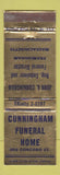 Matchbook Cover - Cunningham Funeral Home Framingham MA