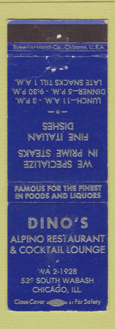 Matchbook Cover - Dino's Alpino Restaurant Chicago IL Italian