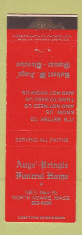 Matchbook Cover - Auge Pringle Funeral Home North Adams MA