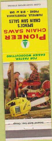 Matchbook Cover - Pioneer Shain Saws Fairfield PA