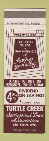 Matchbook Cover - Turtle Creek Savings and Loan PA