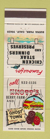 Matchbook Cover - Knott's Berry Farm Ghost Town Buena Park CA