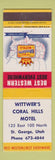 Matchbook Cover - Wittwer's Coral Hills Motel St George UT Best Western