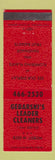 Matchbook Cover - Gebarski's Leader Cleaners