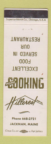 Matchbook Cover - Hillcrest H otel Jackman ME