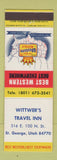 Matchbook Cover - Wittwer's Coral Hills Motel St George UT Best Western