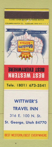 Matchbook Cover - Wittwer's Coral Hills Motel St George UT Best Western
